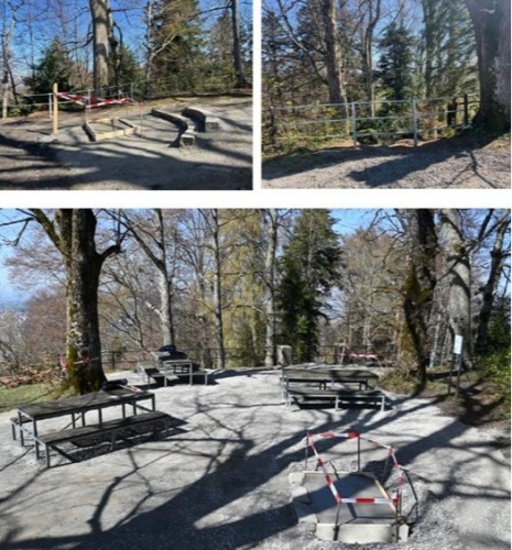 Zaun, Grillstellen und Tische wurden neu erstellt und neu gesetzt.